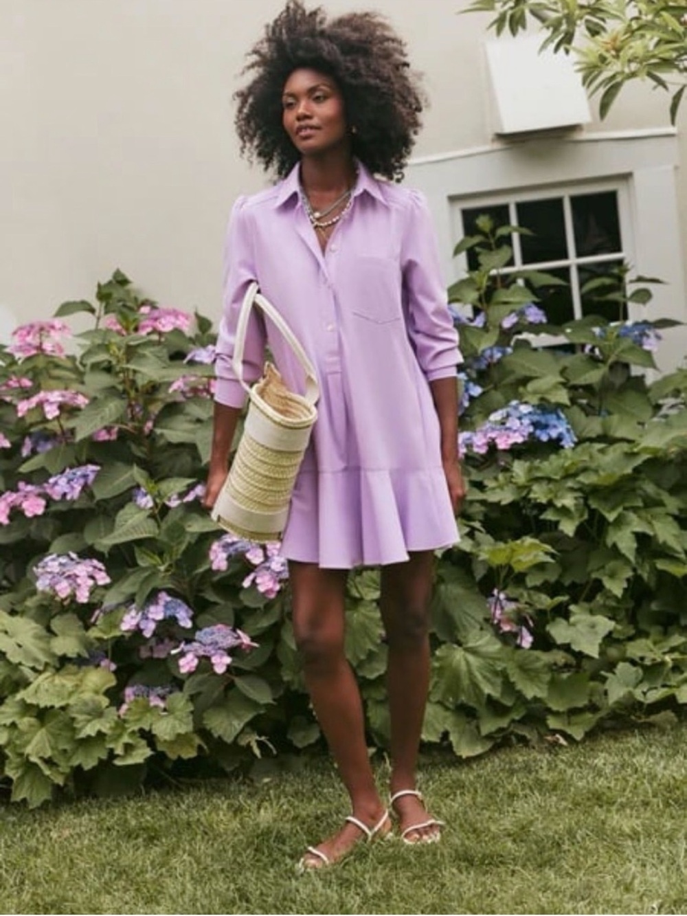 Tuckernuck Women’s Callahan Long Sleeve Mini Lilac Shirt Dress Size Medium NWT